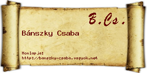 Bánszky Csaba névjegykártya
